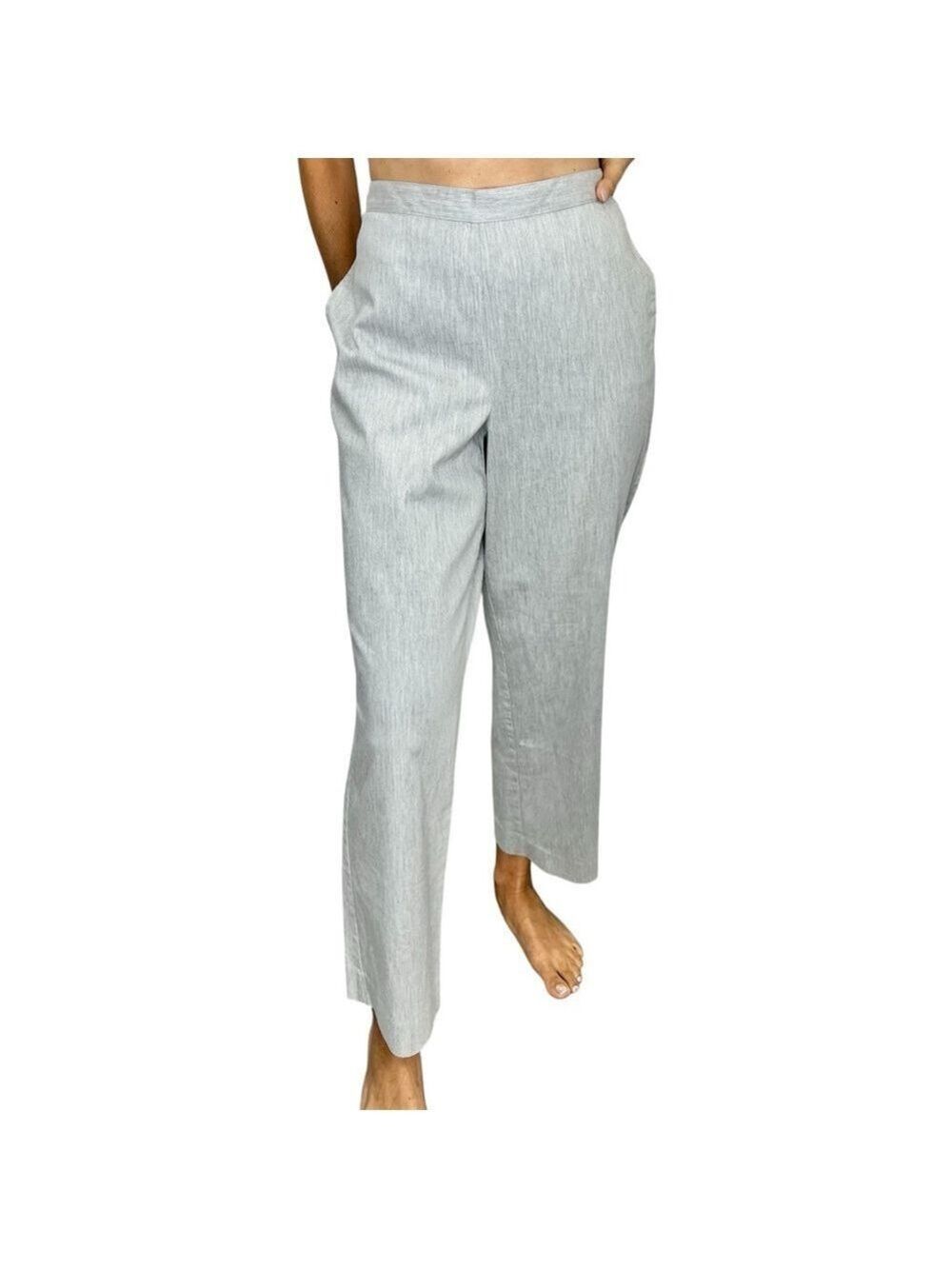 Alfred Dunner high rise straight leg pull on elastic waist grandma pants 12